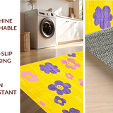 Ultra Soft Area Rug, Non Slip, Stain Resistant, Washable Area Rugs for Living Room, Bedroom, Joyful Contemporary Floral Theme(Yellow)