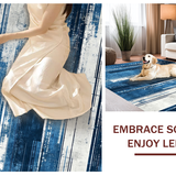 Ultra Soft Area Rug, Non Slip, Stain Resistant, Washable Area Rugs for Living Room, Bedroom, Rustic Minimalist Blue Tones Design(Blue)