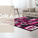 Ultra Soft Area Rug, Non Slip, Stain Resistant, Washable Area Rugs for Living Room, Bedroom, Eclectic Multi-Patterned Tapestry(Pink)