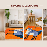 Ultra Soft Area Rug, Non Slip, Stain Resistant, Washable Area Rugs for Living Room, Bedroom, Joyful Creature Celebration Style(Orange)