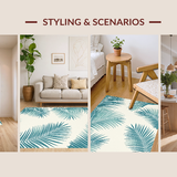 Ultra Soft Area Rug, Non Slip, Stain Resistant, Washable Area Rugs for Living Room, Bedroom, Stylish Coastal Inspired Leaf Print(Beige)