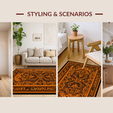 Ultra Soft Area Rug, Non Slip, Stain Resistant, Washable Area Rugs for Living Room, Bedroom, Dynamic Rustic Wildlife Theme(Orange)