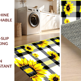 Ultra Soft Area Rug, Non Slip, Stain Resistant, Washable Area Rugs for Living Room, Bedroom, Rustic Floral Buffalo Check(Yellow)