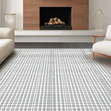 Ultra Soft Area Rug, Non Slip, Stain Resistant, Washable Area Rugs for Living Room, Bedroom, Sleek Black and White Tiled Design(Gray)