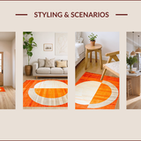 Ultra Soft Area Rug, Non Slip, Stain Resistant, Washable Area Rugs for Living Room, Bedroom, Abstract Earthy Tones Geometry(Orange)