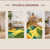 Ultra Soft Area Rug, Non Slip, Stain Resistant, Washable Area Rugs for Living Room, Bedroom, Tropical Monstera Bathroom Rug for Kids Rooms(Yellow)
