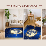 Ultra Soft Area Rug, Non Slip, Stain Resistant, Washable Area Rugs for Living Room, Bedroom, Vibrant Cosmic Spiral Design(Blue)