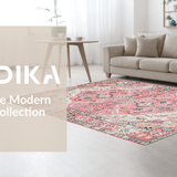 Ultra Soft Area Rug, Non Slip, Stain Resistant, Washable Area Rugs for Living Room, Bedroom, Dreamy Soft Pink Vintage Design(Pink)