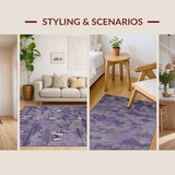 Ultra Soft Area Rug, Non Slip, Stain Resistant, Washable Area Rugs for Living Room, Bedroom, Vibrant Coastal Floral Touch(Purple)