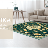 Ultra Soft Area Rug, Non Slip, Stain Resistant, Washable Area Rugs for Living Room, Bedroom, Distressed Dark Green Bedroom Vintage Accent Rug(Green)