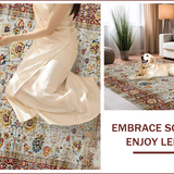 Ultra Soft Area Rug, Non Slip, Stain Resistant, Washable Area Rugs for Living Room, Bedroom, Elegant Earthy Floral Aesthetic(Gray)