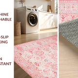 Ultra Soft Area Rug, Non Slip, Stain Resistant, Washable Area Rugs for Living Room, Bedroom, Radiant Elegant Whimsical Floral Style(Pink)