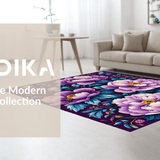 Ultra Soft Area Rug, Non Slip, Stain Resistant, Washable Area Rugs for Living Room, Bedroom, Sophisticated Round Floral Accent(Purple)