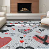 Ultra Soft Area Rug, Non Slip, Stain Resistant, Washable Area Rugs for Living Room, Bedroom, Sleek Minimalist Love Symbol Design(Red)