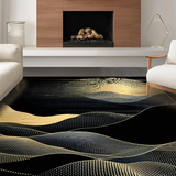 Ultra Soft Area Rug, Non Slip, Stain Resistant, Washable Area Rugs for Living Room, Bedroom, Luxurious Black Gold Aesthetic(Gold)
