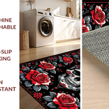 Ultra Soft Area Rug, Non Slip, Stain Resistant, Washable Area Rugs for Living Room, Bedroom, Elegant Red and Black Motif(Red)