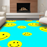 Ultra Soft Area Rug, Non Slip, Stain Resistant, Washable Area Rugs for Living Room, Bedroom, Bright Multi-Hued Smiley Arrangement(Blue)