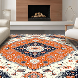 Ultra Soft Area Rug, Non Slip, Stain Resistant, Washable Area Rugs for Living Room, Bedroom, Whimsical Multi-Toned Botanical Pattern(Orange)