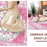 Ultra Soft Area Rug, Non Slip, Stain Resistant, Washable Area Rugs for Living Room, Bedroom, Chic Retro Botanical Motif(Pink)