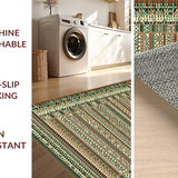 Ultra Soft Area Rug, Non Slip, Stain Resistant, Washable Area Rugs for Living Room, Bedroom, Elegant Linear Wave Motif(Brown)