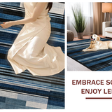 Ultra Soft Area Rug, Non Slip, Stain Resistant, Washable Area Rugs for Living Room, Bedroom, Washable Area Rug Abstract Stripe Ombre Style(Blue)