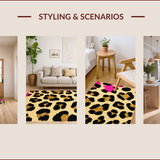 Ultra Soft Area Rug, Non Slip, Stain Resistant, Washable Area Rugs for Living Room, Bedroom, Bold Pink Leopard Print Bedroom Accent Rug(Beige)