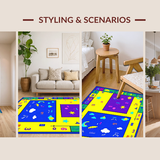 Ultra Soft Area Rug, Non Slip, Stain Resistant, Washable Area Rugs for Living Room, Bedroom, Vibrant Geometric Alphabet Aesthetic(Yellow)