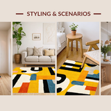 Ultra Soft Area Rug, Non Slip, Stain Resistant, Washable Area Rugs for Living Room, Bedroom, Chic Modern Lettering Aesthetic(Yellow)