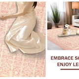 Ultra Soft Area Rug, Non Slip, Stain Resistant, Washable Area Rugs for Living Room, Bedroom, Preppy Scallop Bow Accent Rug Ribbon Motif Coquette Design with Curved Edges(Pink)