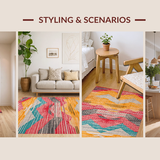 Ultra Soft Area Rug, Non Slip, Stain Resistant, Washable Area Rugs for Living Room, Bedroom, Elegant Reversible Striped Design(Yellow)