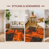 Ultra Soft Area Rug, Non Slip, Stain Resistant, Washable Area Rugs for Living Room, Bedroom, Irregular Geometric Lava Effect(Orange)
