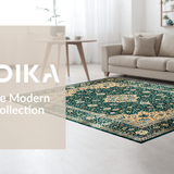 Ultra Soft Area Rug, Non Slip, Stain Resistant, Washable Area Rugs for Living Room, Bedroom, Sleek Minimalist Medallion Style(Blue)