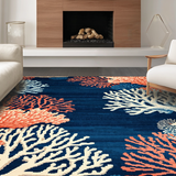 Ultra Soft Area Rug, Non Slip, Stain Resistant, Washable Area Rugs for Living Room, Bedroom, Whimsical White Trellis Aesthetic(Blue)