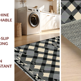 Ultra Soft Area Rug, Non Slip, Stain Resistant, Washable Area Rugs for Living Room, Bedroom, Elegant Gray and Black Lattice Design(Gray)