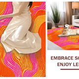 Ultra Soft Area Rug, Non Slip, Stain Resistant, Washable Area Rugs for Living Room, Bedroom, 1970s Inspired Colorful Swirls(Orange)