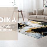 Ultra Soft Area Rug, Non Slip, Stain Resistant, Washable Area Rugs for Living Room, Bedroom, Minimalist Luxe Marble Effect(Black)
