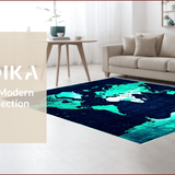 Ultra Soft Area Rug, Non Slip, Stain Resistant, Washable Area Rugs for Living Room, Bedroom, Rustic World Map Aesthetic(Blue)