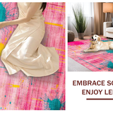 Ultra Soft Area Rug, Non Slip, Stain Resistant, Washable Area Rugs for Living Room, Bedroom, Vibrant Modern Artistic Swirls(Pink)