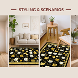Ultra Soft Area Rug, Non Slip, Stain Resistant, Washable Area Rugs for Living Room, Bedroom, Trendy Feline Inspired Welcome Mat(Black)