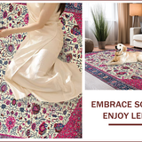 Ultra Soft Area Rug, Non Slip, Stain Resistant, Washable Area Rugs for Living Room, Bedroom, Vibrant Paisley Floral Fusion(White)