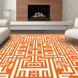 Ultra Soft Area Rug, Non Slip, Stain Resistant, Washable Area Rugs for Living Room, Bedroom, Sophisticated Soft Cream Trellis Style(Orange)