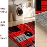 Ultra Soft Area Rug, Non Slip, Stain Resistant, Washable Area Rugs for Living Room, Bedroom, Bold Contemporary Audio Visuals(Red)
