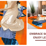 Ultra Soft Area Rug, Non Slip, Stain Resistant, Washable Area Rugs for Living Room, Bedroom, Joyful Creature Celebration Style(Orange)