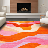 Ultra Soft Area Rug, Non Slip, Stain Resistant, Washable Area Rugs for Living Room, Bedroom, Eclectic Orange and Pink Fusion(Orange)