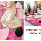 Ultra Soft Area Rug, Non Slip, Stain Resistant, Washable Area Rugs for Living Room, Bedroom, Dynamic Abstract Circular Aesthetics(Pink)
