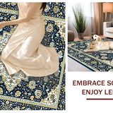 Ultra Soft Area Rug, Non Slip, Stain Resistant, Washable Area Rugs for Living Room, Bedroom, Sky Blue Elegant Patterned Motif(Blue)