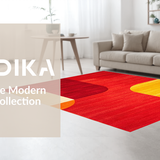 Ultra Soft Area Rug, Non Slip, Stain Resistant, Washable Area Rugs for Living Room, Bedroom, Contemporary Red and Yellow Harmony(Red)
