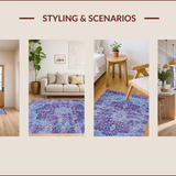 Ultra Soft Area Rug, Non Slip, Stain Resistant, Washable Area Rugs for Living Room, Bedroom, Chic Medallion Distressed Aesthetic(Purple)