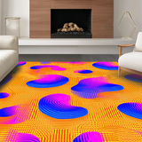 Ultra Soft Area Rug, Non Slip, Stain Resistant, Washable Area Rugs for Living Room, Bedroom, Bright Multicolor Fluid Design(Orange)