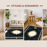 Ultra Soft Area Rug, Non Slip, Stain Resistant, Washable Area Rugs for Living Room, Bedroom, Elegant Minimalist Lunar Design(Black)